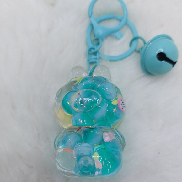 2/$19 Labubu Flowing Sand Exquisite blue keychain with bell - Picture 2 of 8